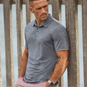 Vuori Gray Knit Twill Polo Medium